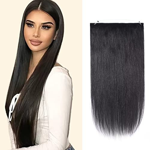 TESS 40 cm Flip In Extension Echthaar Schwarz, Haarverlängerung Mit Gummiband Echthaar #1-Schwarz Echthaar Extensions Mit Gummiband 90g Unsichtbarem Draht Dicker Schuß