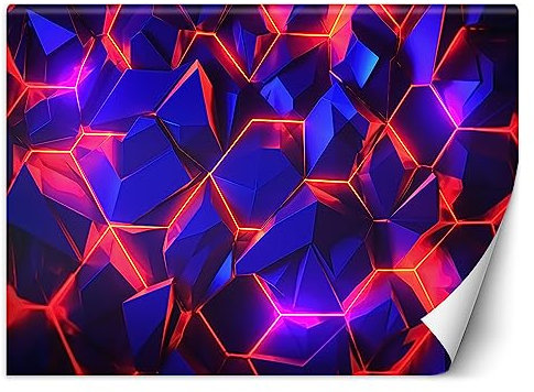 Feeby Papier Peint Intissé Effet 3D Enfants Garçon 350x245 cm violet XXL Moderne Décoration Murale Tableaux Muraux Tapisserie Salon Chambre à coucher Néon Jeux