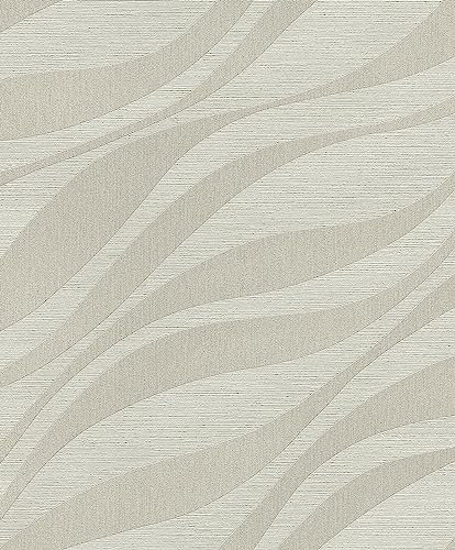 Rasch Tapete 608021 - Vliestapete in Grau mit Wellen und changierendem Effekt aus der Kollektion Sky Lounge