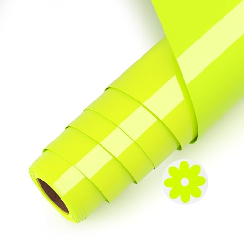 Asoway Plotterfolie Textil Gelb Fluoreszierende 3D Puff Vinylfolie HTV 25 X 244cm, Flexfolie Plotter Textil für DIY Kleidung, Mützen, Hosen, andere Stoffe, Leicht zu schneiden und zu jäten