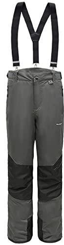 BenBoy Damen Skihose Schneehose Wasserdicht Warm Gefüttert Abnehmbaren Softshellhose Hosenträgerhose mit Verstellbarer Latzhose Outdoorhose Winddicht Snowboardhose Winter HXK7331W-Grey-S