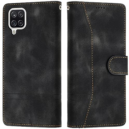 LiLuLa Kompatibel mit Samsung Galaxy A12/M12 Hülle, Handyhülle Samsung A12/M12, Galaxy A12/M12 Hülle Klappbar Leder Flip Wallet Case Schutzhülle Klapphülle für Samsung A12/M12 Hülle Holster(Schwarz)