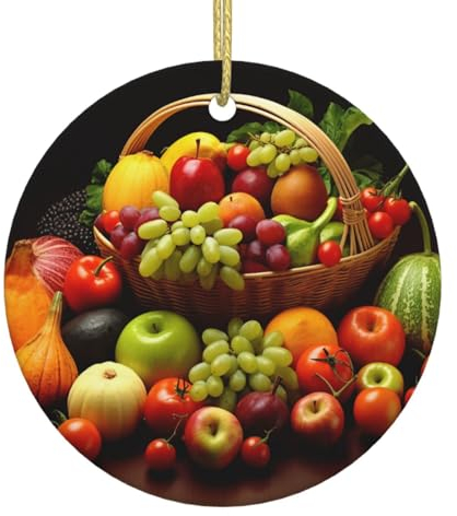 Weihnachtsdekoration, Motiv: frisches Gemüse, Obst, Keramik, Weihnachtsdekoration, personalisierbar, Weihnachtsbaumschmuck für Heimdekoration