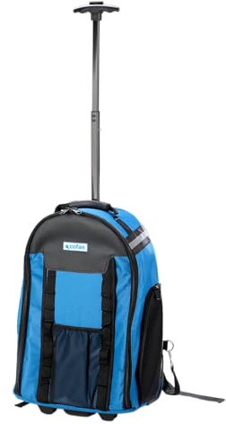 Cofan Mochila portaherramientas | Mochila con múltiples bolsillos | Mochila con ruedas y barra extensible | Peso de carga máximo de 20 kg | Medidas: 350 x 200 x 500 mm