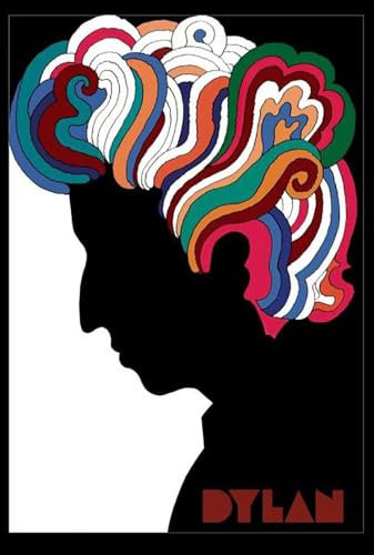 BUY ART FOR LESS Offiziell lizenziertes Bob Dylan Hair Silhouette 61 x 91 cm Kunstposter – dekorativer Druck – Posterpapier – fertig zum Rahmen