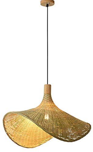 SHUANGZ Lámpara De Araña De Bambú De Estilo Japonés Pantalla De Lámpara De Sombrero De Paja Personalizada Creativa Lámpara Colgante Cesta Rattan E27 Acabado De Mimbre. Lámpara De Arte De Bambú