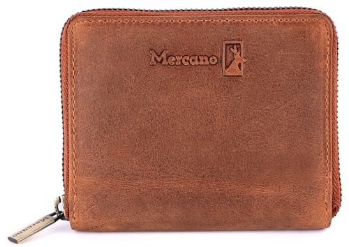 MERCANO® Premium Vintage Echtleder Damen-Geldbörse Braun mit RFID-Schutz I inkl. Geschenkbox, Portemonnaie für Frauen mit viel Platz und Münzfach, Brieftasche Geldtasche Geldbeutel Portmonee (Klein)