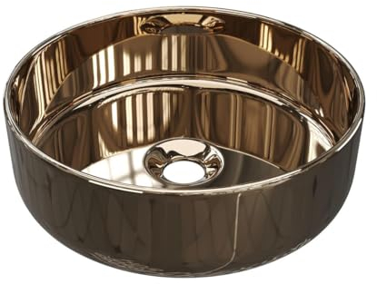 Vente-unique - Vasque à poser ronde en céramique - Effet cuivre - 36 cm - KANELLE II