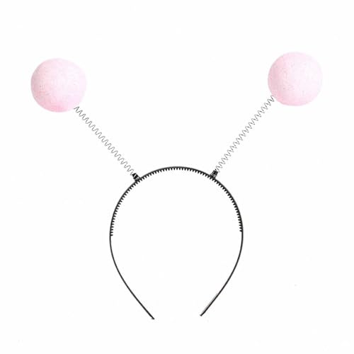 Haarband Alien Haarreif Kopfschmuck Fascinator Stirnbänder mit 2 runden schwingenden Kugeln Glitzer Disco Bälle Accessoire zu Karneval Haarschmuck für Damen & Herren