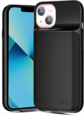 Wavypo Akkuhülle für iPhone 13, 7000mAh tragbares Ladegerät Fall wiederaufladbare Batterie Pack Ladegerät Fall kompatibel mit iPhone 13 (6.1) Schwarz