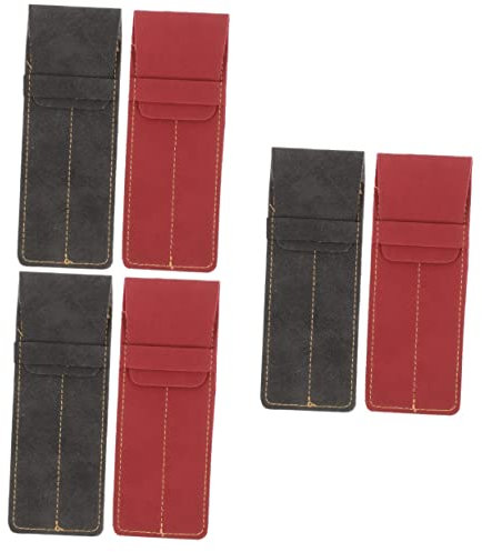 NUOBESTY 6stücke Leder Stiftetui Pu-Leder Stifthülle Für Füller Und Kugelschreiber Eleganter Stiftbeutel Für Büro Und Studium Als Für Schreibgeräteliebhaber Weinrot
