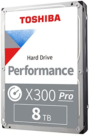 TOSHIBA X300 PRO HDWR780XZSTB 3.5 High Performance Workload Internal Hard Drive for Creative Professionals 8TB - Workload Rate Up to 300TB/Year CMR SATA 6Gb/s 7200