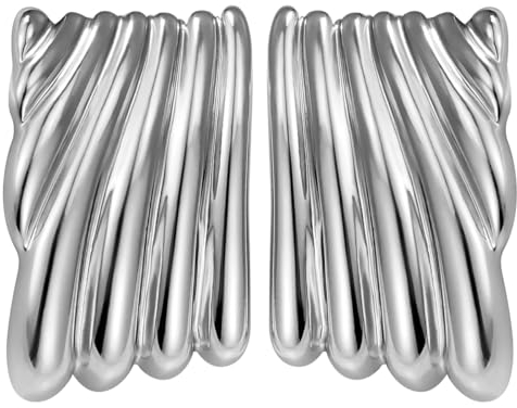 Emibele Frauen Ohrringe, Geometrische Hängend Ohrringe Kreative Ohrringe in Wellenform für Damen, Ohrringe Schmuck Geschenk für Mädchen Frauen Mutter zum Valentinstag Geburtstag, Silber
