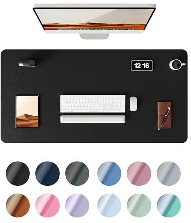 YSAGi Leather Desk Mat, Large Mouse Mat, Non-Slip Desk Pad, Waterproof Leather Table Protector Writing Pad for Office and Home (100 x 50 cm, Black)