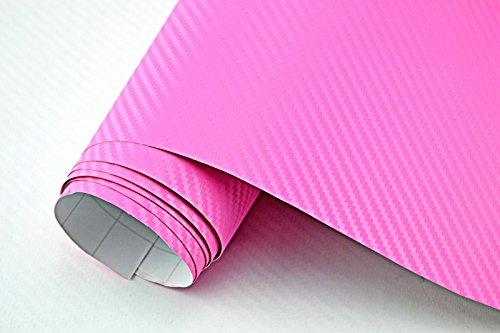 Neoxxim 8,7€/m2 3D Carbon Auto Folie pink/rosa 400 x 150 cm Lackfolie Car Wrapping Lackschutzfolie blasenfrei flexibel