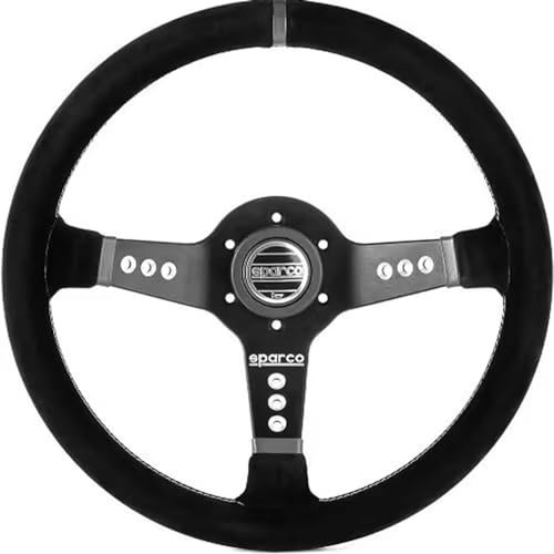 Sportlenkrad Universal 14 Zoll Racing Lenkrad Auto Wildleder Lenkrad Holzlenkrad