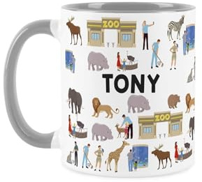Purely Home Custom Zookeeper Mug - Humourous Zoo Animal Worker Novelty Gift - Tea/Coffee Grey Ceramic Cup Personalised Present for Zoo Keepers