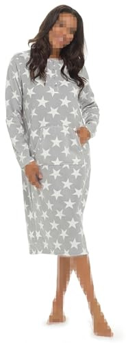 A2Z Womens Nightie Soft Touch Polar Fleece Nightgown Button Placket Classic Long Sleeve Warm Winter Nighties for Ladies Cosy Sleepwear Classic Over Knee Length Night Shirts