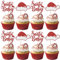 24 Stück Santa Baby Cupcake Toppers Glitzer Weihnachten Mütze Tortendeko Oh Baby Kuchen Deko für Frohe Thema Gender Reveal Dusche Geburtstag Party Dekorationen Rot