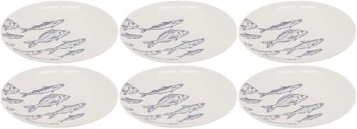 Vaisselle en porcelaine blanche Banc de Poissons Assiette 19cm