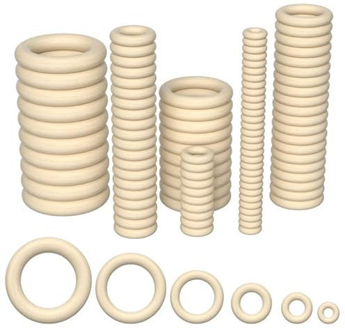 Chiluxendo 100 Stück Holzringe zum Basteln, Makramee Ringe, Serviettenringe, Holzring Hölzern, Natürliche Holzreifen, für Kunst & Handwerk, Heimwerken, Wohnkultur & Schmuckherstellung, 6 Größen