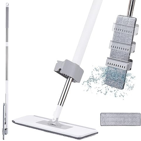 Trapeador, Trapeador Autoescurrido Trapeador Plano Autoescurrible, con 2 Almohadillas Lavables (Una Pieza Instalada), Trapeador Plano para Pisos de Madera