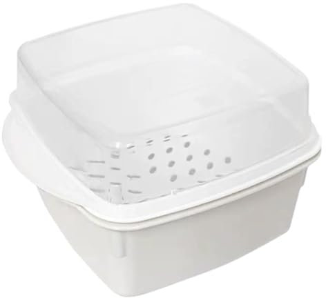 Microwave Steamer, Versatile Food Cooker with Lid, BPA Microwave Bowl for Vegetables, Fish, and Meal Prep, Heat-Resistant PP Container (16.5x12x10cm)