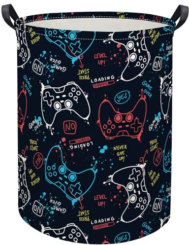 HIYAGON Game Laundry Basket Boys Kids Baby Laundry Hamper Dirty Clothes Organizer Toy Storage Bin Nursery Hamper for Bedroom Room Decor(Game)