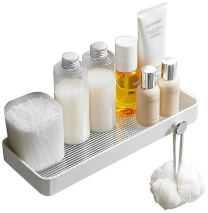 Portasciugamani da doccia Mensola for doccia in acrilico, mensole galleggianti for il bagno for riporre e esporre, mensola for doccia in acrilico montata a parete con gancio for bagno, cucina, soggior