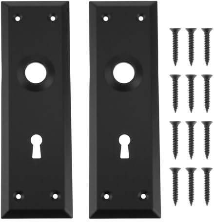 Create idea Lot de 2 caches de porte à mortaise noir mat 180 x 58 mm pour serrures à clé à mortaise