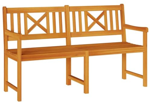 vidaXL Gartenbank 150x55,5 x 90 cm aus hochwertigem Akazienholz mit verstellbaren Armlehnen und Kreuzrückenlehne - Bequemes Möbel für Deine Terrasse oder Lounge.
