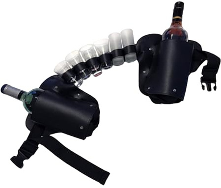 Porte-boisson à la taille - Holster à bière avec ceinture réglable - Ceinture de soda de 100 x 18 cm - Porte-bouteille noir et marron - Cuir + sangle (réglable) - Peut soutenir la boisson - Midendriff