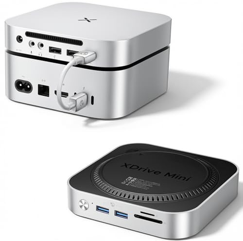 iDsonix Mac mini M4 Dock mit M.2 NVMe/SATA SSD-Gehäuse, 2 x USB-A 10 Gbps, 2 x USB-A 5 Gbps, TF/SD-Kartensteckplatz, 3,5-mm-Audioanschluss, Dockingstation für Mac mini M4/M4 Pro – M4D1