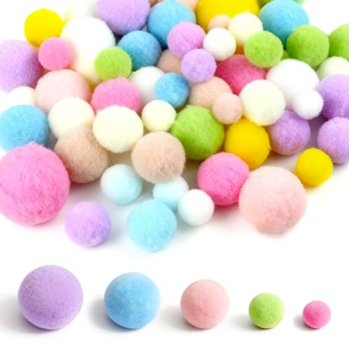 Bunt Pompons, 1-3cm Pompons Pastellfarben, Filzkugeln Bunt für Ostern, Pompons zum Basteln für Ostern, Mini Klein Bastel Pompoms für Ostereier, Grußkarten, Körbe, Partydekorationen (130 Stück)