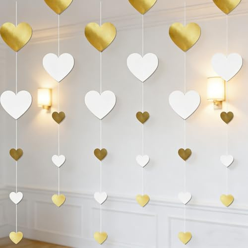 Sternen Girlande Irisant Circle Dots Garland Deko Glitzersterne zum Aufhängen Hochzeitsdeko for Hochzeits Birthday Jahrestag Bachelorette Verlobung Valentinstag Weihnachten Party Dekoration