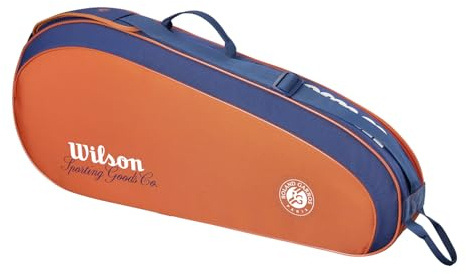 Wilson Roland-Garros 2026 Team 3er-Pack Tennisschlägertasche, Fasst bis zu 3 Schläger, Mit einem großen Hauptfach & vier Außentaschen zur Aufbewahrung von Wertsachen, Farbe: Clay/Navy