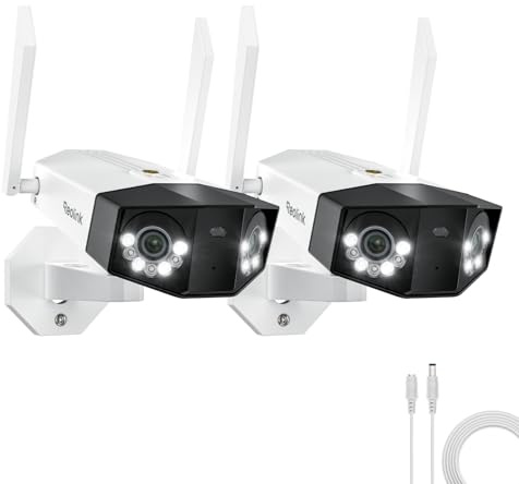 Reolink Duo 3 WiFi x2 mit Stromverlängerungskabel (Weiß) 4.5m, 16MP Wi-Fi 6 Überwachungskamera Aussen WLAN mit 180° Panoramablick, Bewegungsspur, 30m Farbnachtsicht, 24/7 Aufzeichnung, KI-Erkennung
