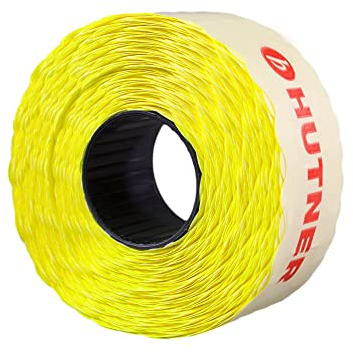 10 Rollen Preisetiketten 26x12 leucht-gelb ablösbar | 15.000 Etiketten | Preisauszeichner Etiketten | Auszeichner Etiketten | HUTNER