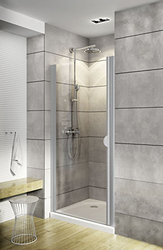 Schulte porte de douche pivotante 90 x 180 cm en niche, profilé alu-argenté, montage gauche droite, verre de sécurité 5 mm transparent antical, plage de réglage 875-905 mm, largeur d'accès 77.5 cm