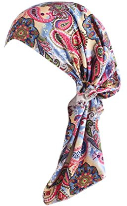 URSING Frauen Kappe Indien Muslim Elastischer Turban Drucken Long Tail Hut Kopftuch Wrap Damen Sommer Elegant Bandana Turban kopfbedeckung für Chemo, Krebs, Haarausfall, Make up (E)