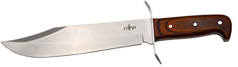 THIRD Bowie 13794PW Jagdmesser, mit 25 cm satinierter 440er Klinge, Pakkawood-Griff, mit Ledertasche