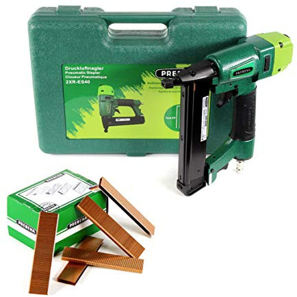 Prebena 2XR-ES40 Klammergerät Druckluft Nagler im Transportkoffer Typ ES + 5200x Prebena ES26CNKHA Heftklammern