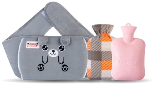 Borsa Acqua Calda Peluche 1,3L, Nifogo 3 in 1 Borsa Dell'acqua Calda, Hot Water Bottle per Collo, Spalle, Schiena Gambe Addome Vita