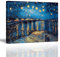 Piy Painting Impression sur toile Reproduction de La Nuit étoilée sur le Rhône par Van Gogh Célèbre Peinture à l'huile Impression sur Toile Tableau Artistique pour Décor Mural 30x40cm