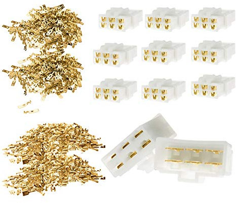 10 Set of 6 Way Pin 6.3mm Electrical Multi Plug Connector Terminal Block