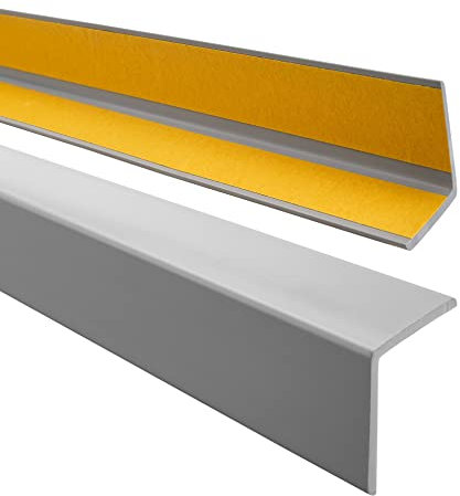 Quest Cornière PVC 40x40mm – Profilé d’Angle de Protection autoadhésif, Souple, Baguette pour rebords et Coins – Gris, 100cm
