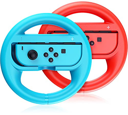 VOYEE Switch Steering Wheel, Compatible with Mario Kart 8 Deluxe, Joycon Controller Racing Steering Wheel 2 Pack