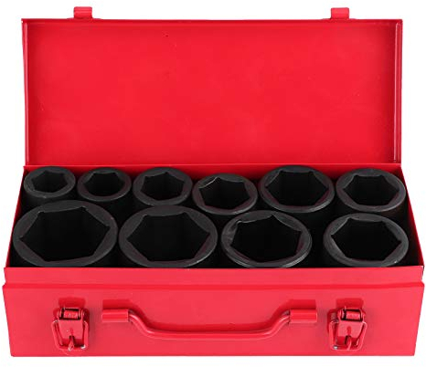 10pcs 3/4 Ratchet Socket Set Hex Impact Socket Thumb Impact Socket Set 6 Point Impact Socket Set Hex Socket Set
