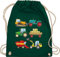 Turnbeutel Rucksack - Kinder Traktor Bagger und Co. - Traktoren - Unisize - Dunkelgrün - beutel kita kinderrucksack fahrzeuge träcker stoffrucksack kindergartenrucksack flugzeugen trecker