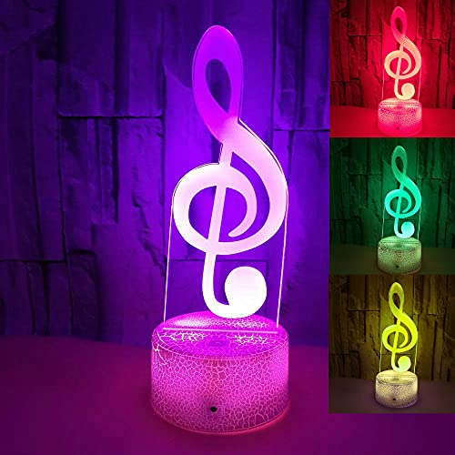 Jinson well 3D Musiknote Musik Lampe led Illusion Nachtlicht, 16 Farbwechsel Tisch Schreibtisch Dekoration Lampen perfekte mit Acryl ABS Base USB Kabel Spielzeug